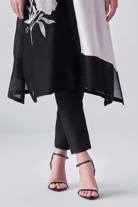 Shop_Nachiket Barve_Ivory Chanderi , Cotton, Georgette, Monochrome Kurta Pant Set _Online_at_Aza_Fashions