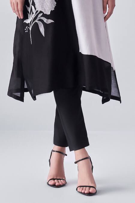 Shop_Nachiket Barve_Ivory Chanderi , Cotton, Embroidery Monochrome Kurta With Pant _Online_at_Aza_Fashions