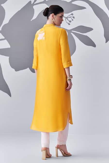 Nachiket Barve Floral Contrast Embroidered Kurta 
