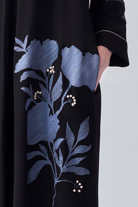 Buy Nachiket Barve Black Georgette Embroidery Mandarin Collar Thread High-low Dress Online at Aza Fashions Buy_Nachiket Barve_Black Georgette Embroidery Mandarin Collar Thread High-low Dress _Online_at_Aza_Fashions