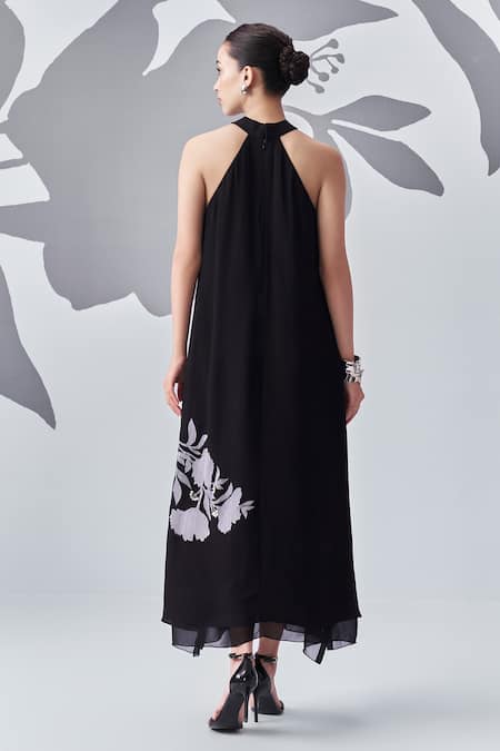 Nachiket Barve Floral Embroidered Layered Dress 