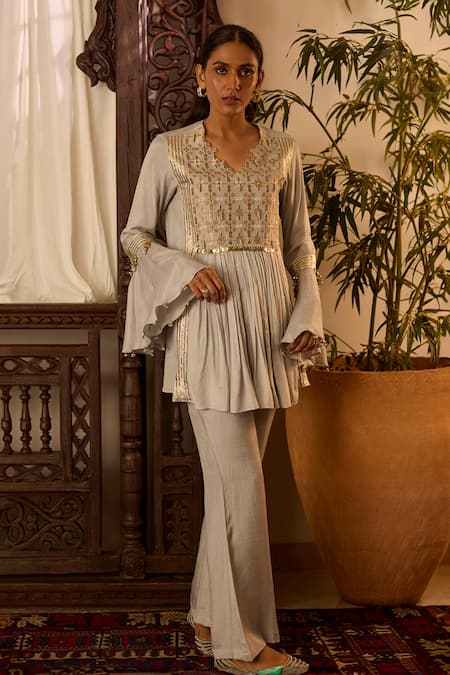 Inej Embroidered Yoke Tunic & Pant Set 