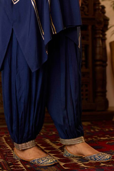 Buy Inej Blue Cotton, Silk Gota Patti, Embroidery, Beads V-neck Kaftan With Salwar Online at Aza Fashions Buy_Inej_Blue Cotton, Silk Gota Patti, Embroidery, Beads V-neck Kaftan With Salwar _Online_at_Aza_Fashions