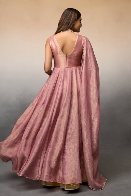 Parshya Beads Butti Embroidered Anarkali With Dupatta 