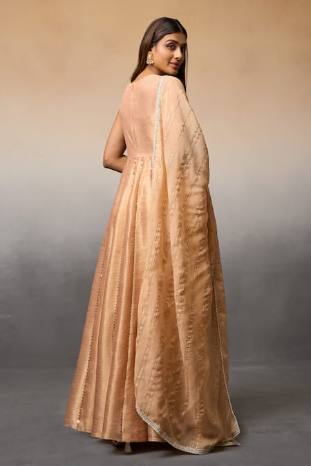 Parshya Banarasi Chequered Pattern Anarkali With Dupatta 