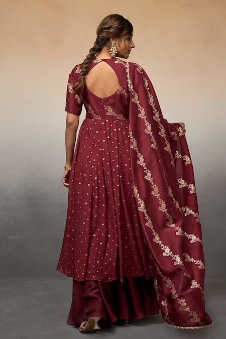 Parshya Floral Vine Pattern Anarkali Palazzo Set 