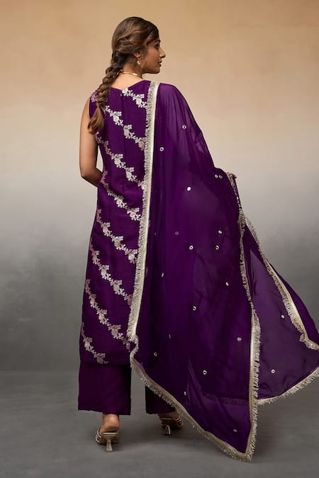 Parshya Flower Vine Pattern Kurta Pant Set 