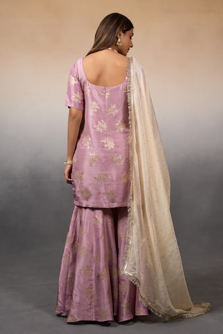 Parshya Floral Bloom Pattern Kurta Sharara Set 