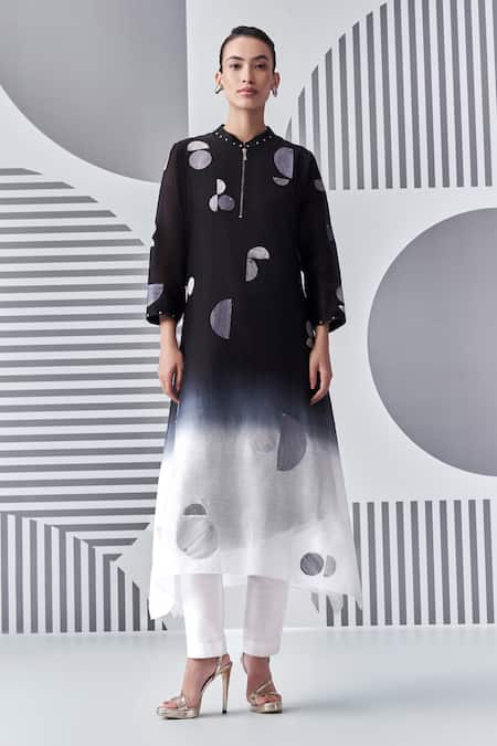 Nachiket Barve Ombre Trapezium Embroidered Kurta 