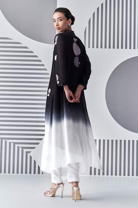 Nachiket Barve Ombre Trapezium Embroidered Kurta 