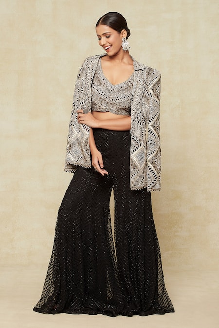 Ritika Mirchandani Embroidered Blazer Sharara Set 