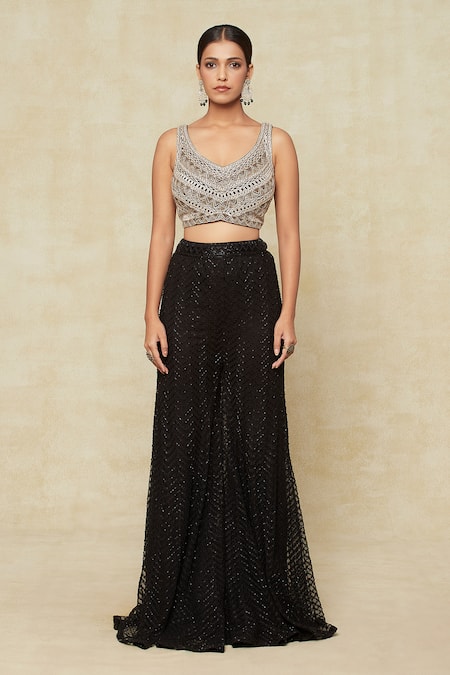 Buy Ritika Mirchandani Off White Silk, Georgette Embroidery Round Neck Blazer Sharara Set Online at Aza Fashions Buy_Ritika Mirchandani_Off White Silk, Georgette Embroidery Round Neck Blazer Sharara Set _Online_at_Aza_Fashions