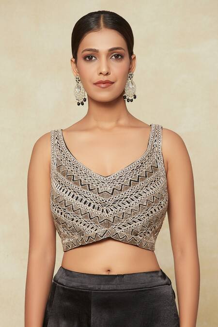 Buy Ritika Mirchandani Black Chiffon, Silk, Georgette Cut Work, Embroidery Cutdana Saree With Blouse Online at Aza Fashions Buy_Ritika Mirchandani_Black Chiffon, Silk, Georgette Cut Work, Embroidery Cutdana Saree With Blouse _Online_at_Aza_Fashions