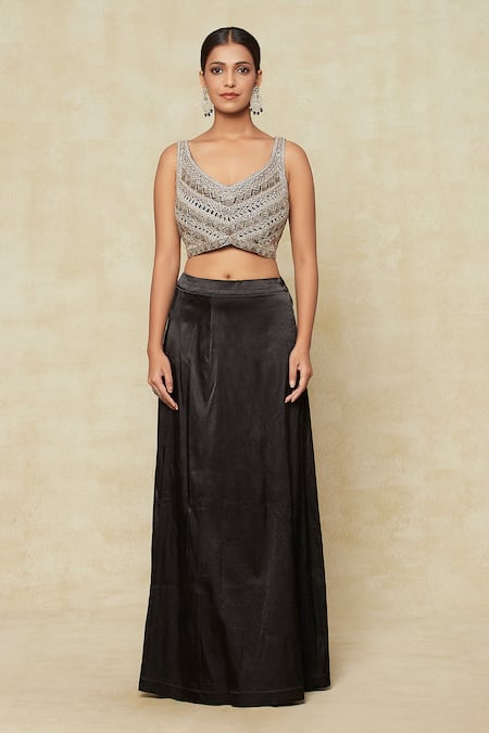 Shop Ritika Mirchandani Black Chiffon, Silk, Georgette Cut Work, Embroidery Cutdana Saree With Blouse Online at Aza Fashions Shop_Ritika Mirchandani_Black Chiffon, Silk, Georgette Cut Work, Embroidery Cutdana Saree With Blouse _Online_at_Aza_Fashions