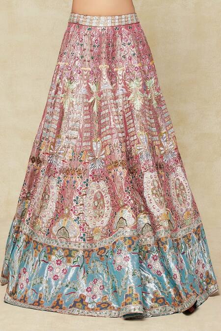 Buy Aisha Rao Pink Silk, Chiffon Embroidery Square Neck Trencadis Lehenga Set Online at Aza Fashions Buy_Aisha Rao_Pink Silk, Chiffon Embroidery Square Neck Trencadis Lehenga Set_Online_at_Aza_Fashions