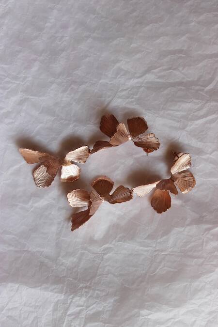 Heena Mittal_Rose Gold Drop Earrings _Online_at_Aza_Fashions