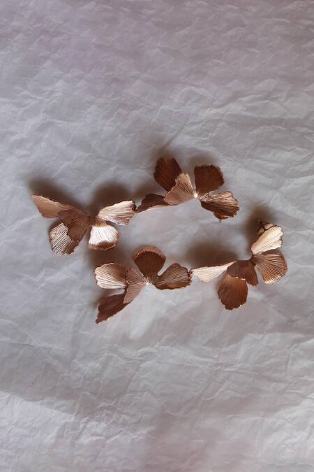 Shop_Heena Mittal_Rose Gold Drop Earrings _Online_at_Aza_Fashions