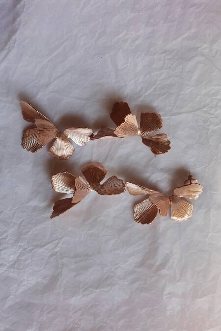 Heena Mittal_Rose Gold Drop Earrings _at_Aza_Fashions