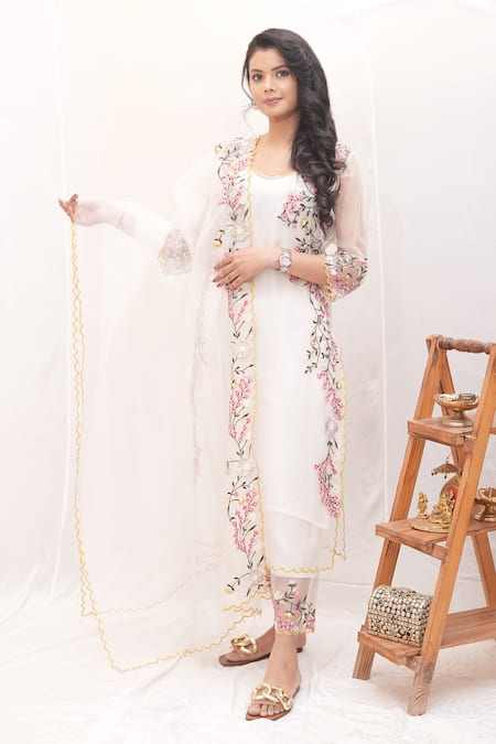 Ankita S Goswami Bloomingdale Floral Embroidered Kurta Culottes Set 