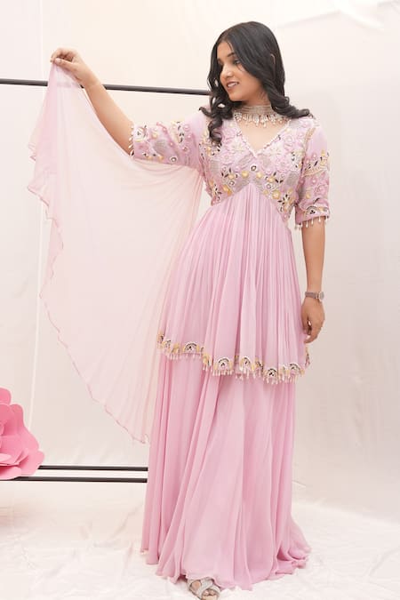 Ankita S Goswami Primrose Floral Embroidered Peplum Kurta Sharara Set 