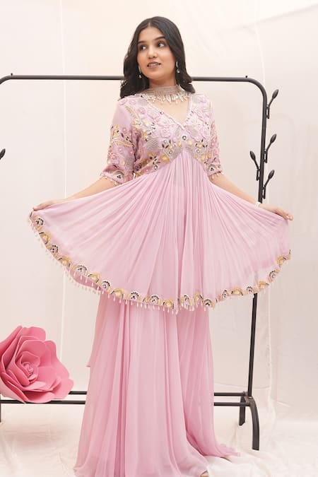 Ankita S Goswami Primrose Floral Embroidered Peplum Kurta Sharara Set 