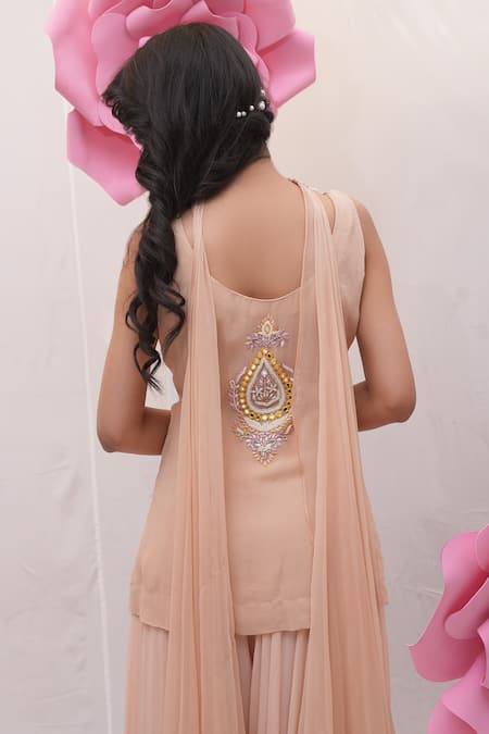 Ankita S Goswami Indian Garden Dabka Embroidered Kurta Sharara Set 