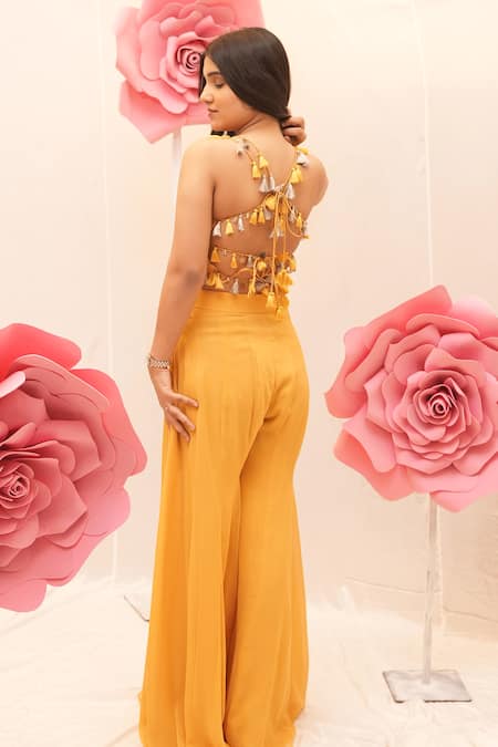 Ankita S Goswami Floral Embroidered Corset Blouse & Sharara Set 