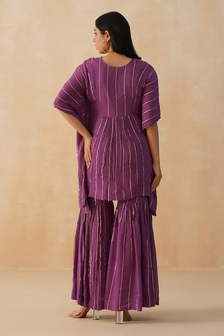 Palak & Mehak Textured Kaftan Sharara Set 