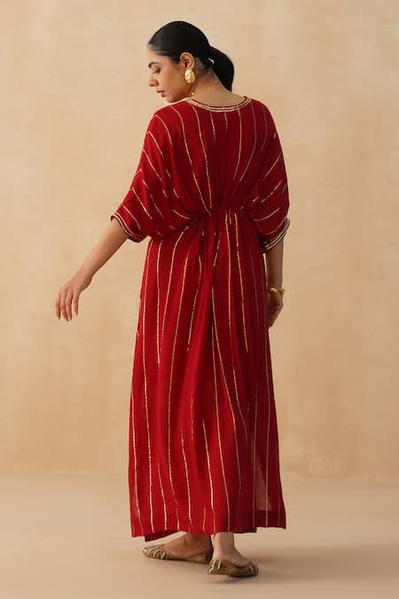 Palak & Mehak Textured Embroidered Kaftan 