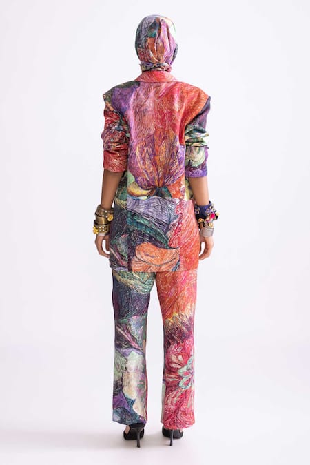 Shop Saaksha & Kinni Multi Color Muslin Bailey Printed Blazer at Aza Fashions Shop_Saaksha & Kinni_Multi Color Muslin Bailey Printed Blazer _at_Aza_Fashions