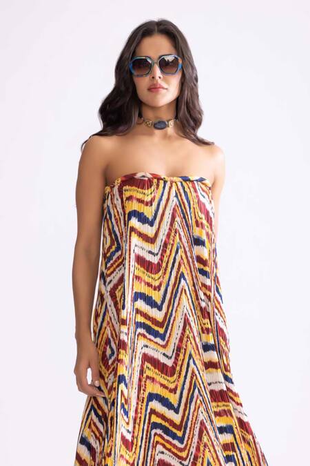 Saaksha & Kinni Multi Color Polyester Off-shoulder Tova Printed Maxi Dress Online at Aza Fashions Saaksha & Kinni_Multi Color Polyester Off-shoulder Tova Printed Maxi Dress_Online_at_Aza_Fashions