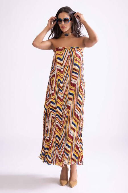 Buy_Saaksha & Kinni_Multi Color Polyester Off-shoulder Tova Printed Maxi Dress_Online_at_Aza_Fashions