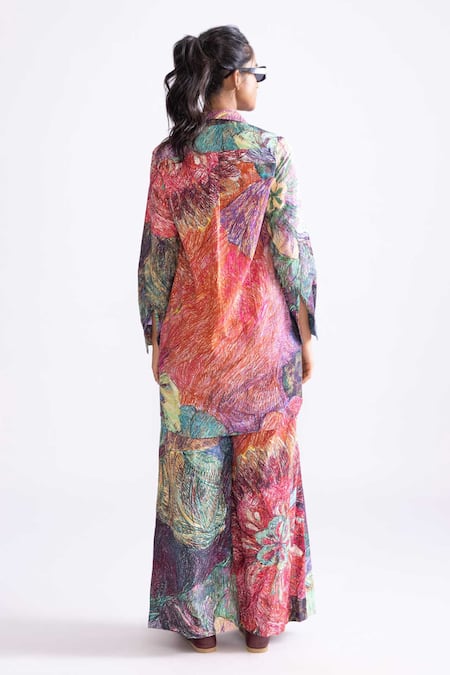 Shop_Saaksha & Kinni_Multi Color Cotton Mia Daisy Print Palazzo _at_Aza_Fashions