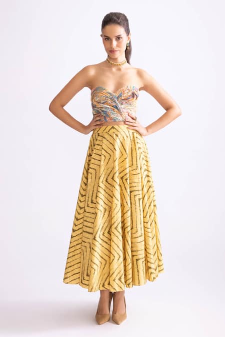 Saaksha & Kinni Luna Chevron Print Flared Skirt 