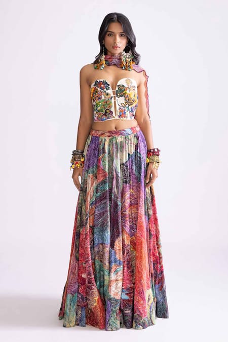 Saaksha & Kinni Hoxton Floral Patchwork Embroidered Corset 