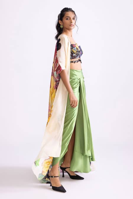 Buy_Saaksha & Kinni_Multi Color Dolly Daisy Print Cape _Online_at_Aza_Fashions