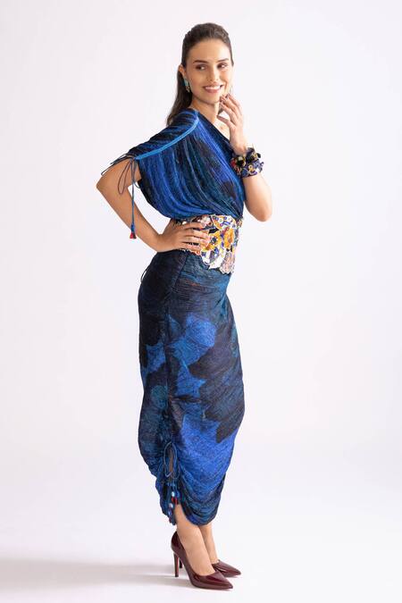 Buy_Saaksha & Kinni_Multi Color Mirrors, Tassels, Embroidery Sila Corset Belt_Online_at_Aza_Fashions