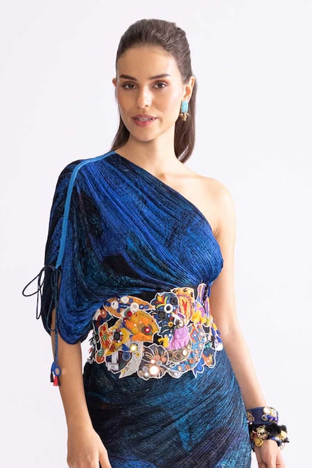 Saaksha & Kinni Multi Color Mirror Sila Embroidered Corset Belt 