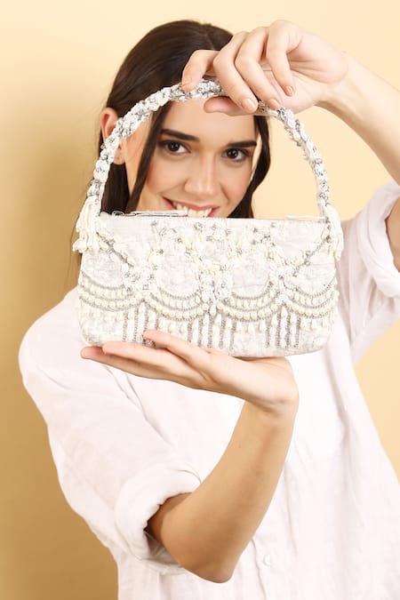 Born Flash Luxuria Pearl Bloom Embellished Handbag 