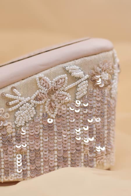 Buy_Around Always_Ivory Cut Work, Beads, Zari Savera Sequin Embroidered Wedges _Online_at_Aza_Fashions