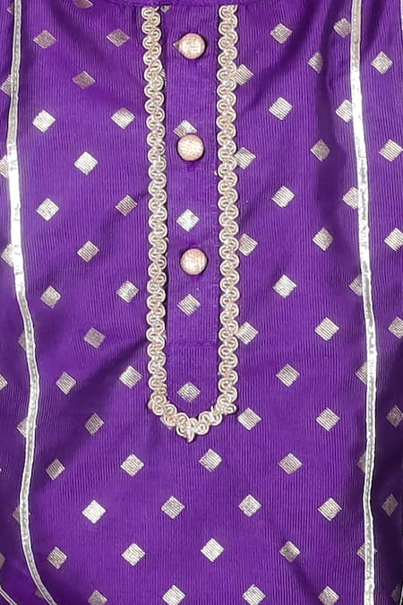 Buy_Lil Drama_Purple Viscose, Rayon Gota Patti, Foil Lace Embroidered Kurta And Pant Set _Online_at_Aza_Fashions