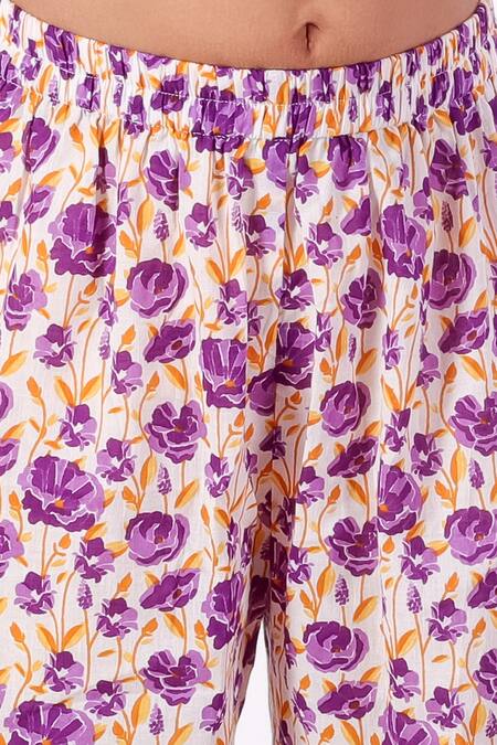 Lil Drama_Purple Kurta And Sharara 100% Cotton Printed Floral Set _at_Aza_Fashions