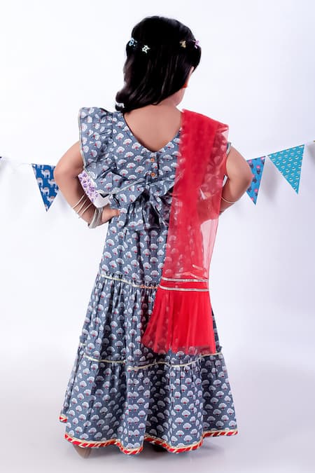 Lil Drama Floral Print Cotton Lehenga Set 