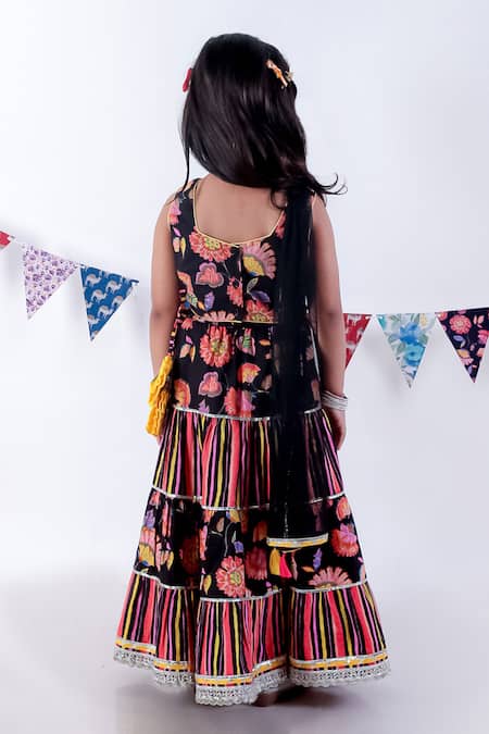 Lil Drama Floral Print Blouse Lehenga Set 