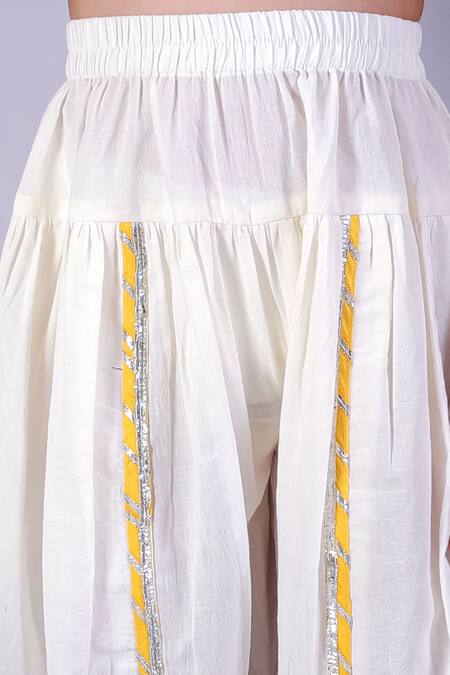 Shop Lil Drama Yellow Muslin, Cotton Tassels, Janmashtami Embroidered Kurta With Dhoti Pant Online at Aza Fashions Shop_Lil Drama_Yellow Muslin, Cotton Tassels, Janmashtami Embroidered Kurta With Dhoti Pant _Online_at_Aza_Fashions