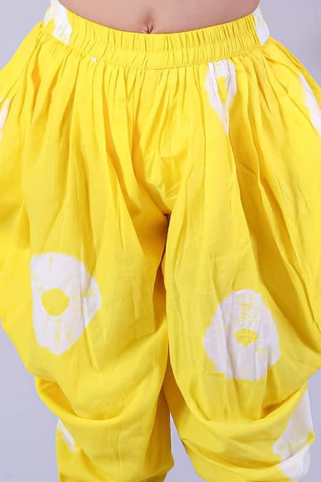 Shop_Lil Drama_White Cotton Janmashtami Embroidered Kurta With Tie And Dye Dhoti Pant_Online_at_Aza_Fashions