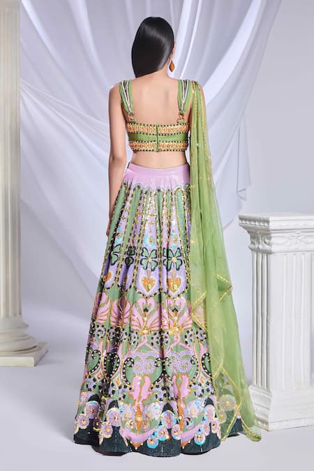 Papa Don't Preach Celtic Hearts Embroidered Lehenga Set 