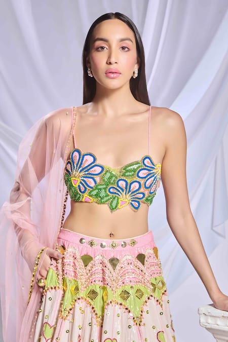 Buy Papa Don't Preach Ivory Silk, Tulle Pearls, Crystals, Tales Of Confetti Embroidered Lehenga Set Online at Aza Fashions Buy_Papa Don't Preach_Ivory Silk, Tulle Pearls, Crystals, Tales Of Confetti Embroidered Lehenga Set _Online_at_Aza_Fashions