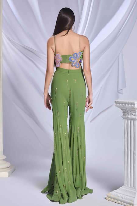 Papa Don't Preach Juniper Jade 3D Embroidered Gharara Set 