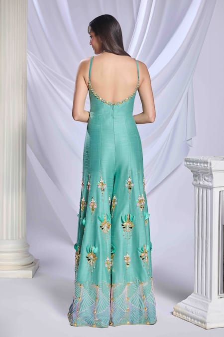 Papa Don't Preach Silk Fairy Embroidered Flared Jumpsuit 